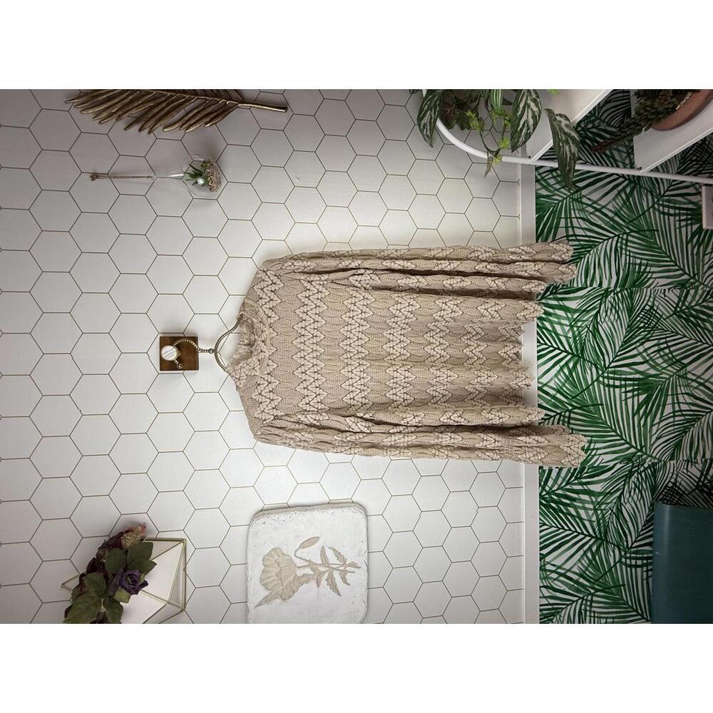 Free People Tan Lace Long Sleeve Tunic Top - Size - Medium